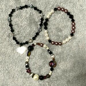 Set of 3 Bracelets made w/ Swarovski Crystals/Pearls